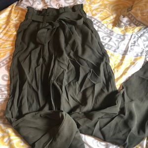 Army green paper bag pants
